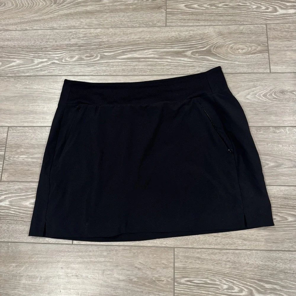 Athleta Soho‎ Skort Black Size 14 Built In Shorts Tennis Golf Athleisure Stretch
